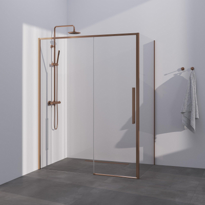 BRAUER Season cabine de douche - 140x80x200cm - porte coulissante - verre clair - réversible - revêtement en verre - Cuivre