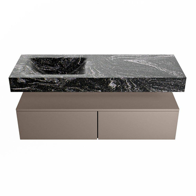Mondiaz ALAN-DLUX Ensemble de meuble - 130cm - meuble Smoke mat - 2 tiroirs - Lavabo Cloud Lava suspendu - vasque Gauche - 1 trou de robinet