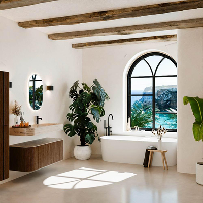 MONDIAZ THOR-DLUX 120cm badmeubel ronding links + rechts kleur Walnut met 1 lade en 2 deuren. Vrijhangende wastafel CLOUD Rechts 1 kraangat kleur Arena.