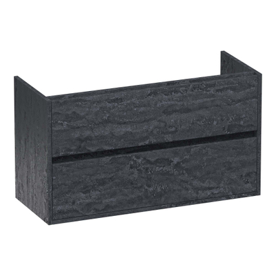 BRAUER Adore meuble sous lavabo peu profond - 100x39x55cm - 2 tiroirs softclose - sans poignée - 1 découpe pour le siphon - Damas