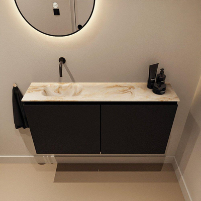 MONDIAZ TURE-DLUX Meuble toilette - 100cm - Urban - EDEN - vasque Frappe - position gauche - sans trou de robinet