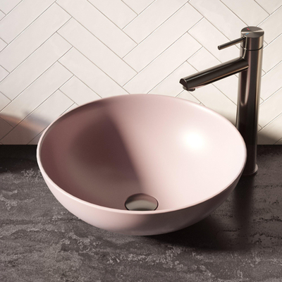BOL BRAUER lavabo - 40x40cm - rond - céramique - mat rose pastel