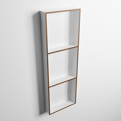 Mondiaz Easy nis 29.5x89.5x8cm voor Inbouw/opbouw 3 open vakken Solid surface Talc/Rust