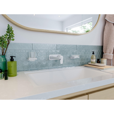 Hansgrohe Talis e 1 greeps wastafelkraan wand mkraan plaat - voorsprong 225 mm - afvoerplug - mat wit