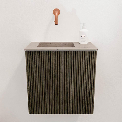 Mondiaz JOYA-DLUX 40cm toiletmeubel - kleur Shadow - Wastafel FAYE positie Links Zonder kraangat kleur Saba.