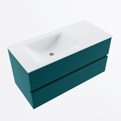 Mondiaz VICA ensemble de meuble de salle de bain - 100cm - meuble sous-vasque smag - 2 tiroirs - lavabo cloud gauche - sans trous de robinet - version haute de 60cm - talc