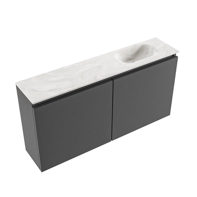 MONDIAZ TURE-DLUX 100cm toiletmeubel Dark Grey. EDEN wastafel Ostra positie rechts. Zonder kraangat.