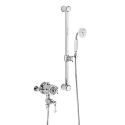 Crosswater Belgravia Glijstangset - opbouwkraan - 1 stand handdouche - chroom