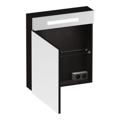 Miroir Armoire BRAUER Promise - 60x70x15cm -- avec éclairage 1 porte miroir ouvrant vers la gauche Bois Noir