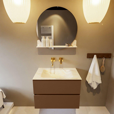 Mondiaz VICA-DLUX Ensemble de meuble de salle de bain - 70cm - meuble sous-vasque reposant - 2 tiroirs - lavabo encastrée cloud milieu - sans trous de robinet - version haute de 60cm - ostra