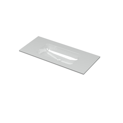 INK Aspekt wastafel - 100x45x1.5cm - 1 wasbak - 0 kraangaten - porselein wit glans TWEEDEKANS