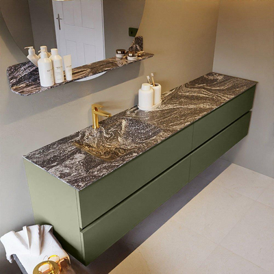 Mondiaz VICA-DLUX ensemble de meuble de salle de bain - 200cm - meuble sous-vasque armée - 4 tiroirs - lavabo encastré nuage gauche - 1 trou de robinet - version haute de 60cm - lave