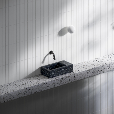 Clou Flush 3 fontein - 36x18cm - rechts - gerecycled PE - heelal zwart OUTLETSTORE