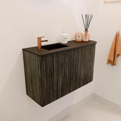 Mondiaz JOYA 71.6cm toiletmeubel - ronding rechts kleur Shadow - Wastafel FAYE positie Links 1 kraangat kleur Urban.