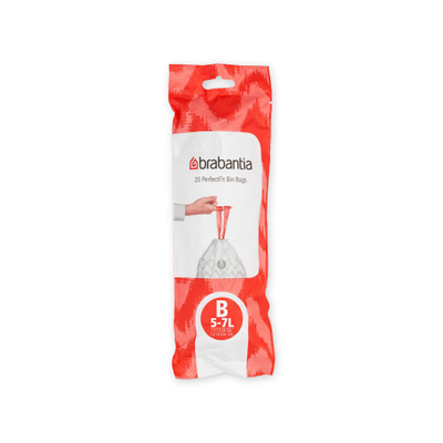 Brabantia PerfectFit Afvalzakken - trekbandsluiting - code B - 5-7 liter - 20 stuks