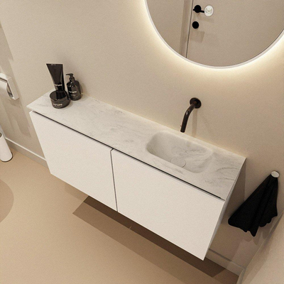 MONDIAZ TURE-DLUX 100cm toiletmeubel Talc. EDEN wastafel Opalo positie rechts. Zonder kraangat.