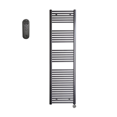 Sanicare HVS Elektrische Radiator - 172x45cm - 920W - met afstandsbediening - thermostaat - chroom - rechtsonder - gunmetal (antraciet)