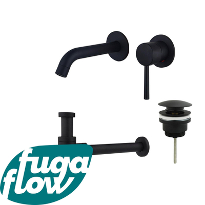 FugaFlow Eccelente Sobrado Badkamer Slim Wastafelkraanset - inbouw wastafelkraan - klikwaste plug - design sifon - Mat zwart