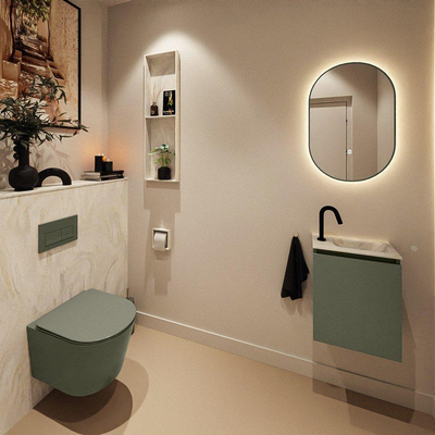 MONDIAZ TURE-DLUX Meuble toilette - 40cm - Army - EDEN - vasque Ostra - position droite - 1 trou de robinet