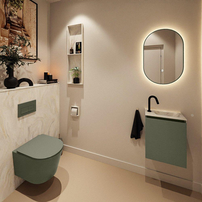 MONDIAZ TURE-DLUX meuble WC 40cm Army. EDEN lavabo Ostra position à droite. Avec 1 trou de robinet.