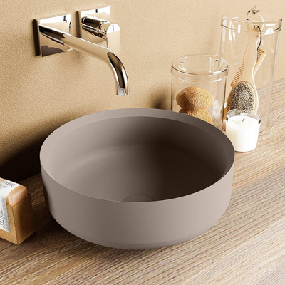 Mondiaz Coss Waskom - 36x36x13cm - rond - opbouw - Solid surface - Smoke