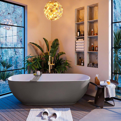 Mondiaz ALAN-DLUX Ensemble de meuble - 200cm - meuble Dark grey mat - 2 tiroirs - Lavabo Cloud Frappe suspendu - vasque Droite - 1 trou de robinet