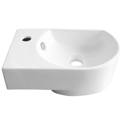 Allez par Van Marcke Flexy Kit lave-mains gauche 41x27x142cm comprenant robinet d'eau froide et siphon en porcelaine blanche.