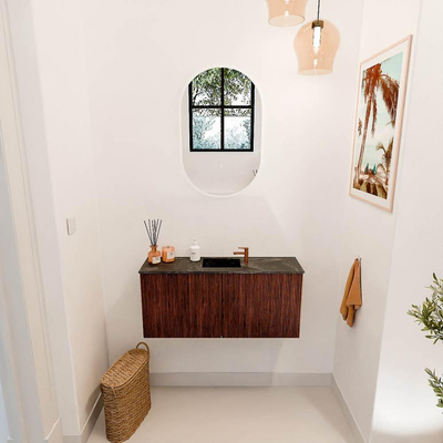 Mondiaz JOYA-DLUX 90cm toiletmeubel - kleur Ruby - Wastafel FAYE positie Midden 1 kraangat kleur Lava.