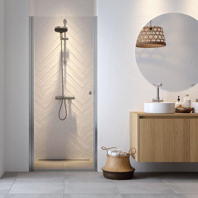 Sealskin Hooked porte pivotante pour niche - 80x200 cm - verre de sécurité clair 6 mm - avec revêtement Sealglas - argent brillant