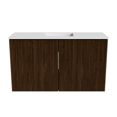 Mondiaz JOYA 70cm meuble de salle de bains - couleur Walnut - Vasque FAYE position Milieu 1 trou de robinet couleur Talc.