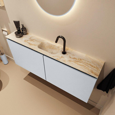 MONDIAZ TURE-DLUX Meuble de WC 120 cm Clay. Lavabo EDEN Frappe position milieu. Avec 1 trou de robinet.