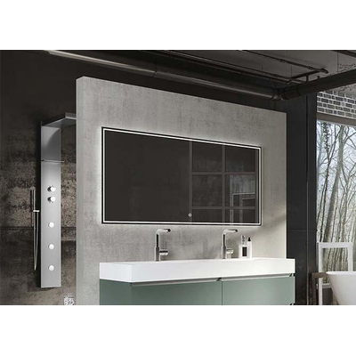 HR Badmeubelen Jade 2.0 Miroir - 80x70cm - barre d'éclairage - éclairage indirect sans points lumineux tout autour - capteur tactile - à intensité variable en continu - température de couleur réglable - chauffage de miroir
