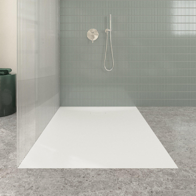 Villeroy & Boch Ecora douchebak - 140x100x3.5cm - afvoer korte zijde - stone white (wit)