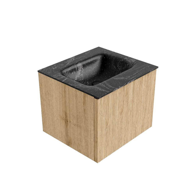 MONDIAZ KURVE-DLUX 50cm Meuble salle de bain - couleur Oak - 1 tiroir - vasque GRUNNE centre - 1 trou de robinet - couleur Lava