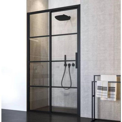 Sealskin Soho Porte de douche coulissante gauche 120x210cm pour niche avec profilé noir et verre clair