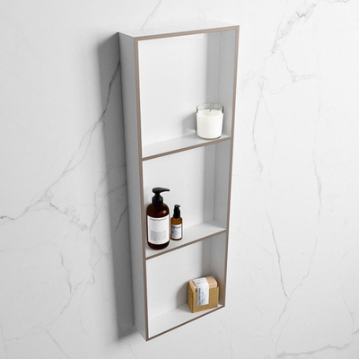 Mondiaz Easy nis 29.5x89.5x8cm voor Inbouw/opbouw 3 open vakken Solid surface Talc/Smoke