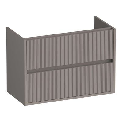 BRAUER Adore Wavy wastafelonderkast ondiep 80 2 softclose lades - greeploos - 1 sifon uitsparing - mat taupe
