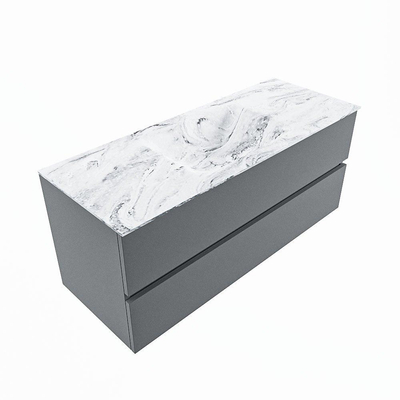 Mondiaz VICA-DLUX ensemble de meuble de salle de bain - 120cm - meuble sous-vasque plata - 2 tiroirs - lavabo encastrée cloud milieu - sans trous de robinet - version haute de 60cm - glace