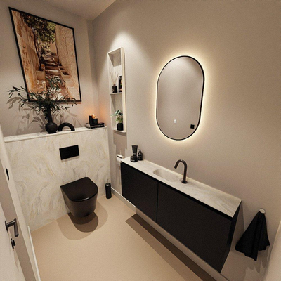 MONDIAZ TURE-DLUX 120cm toiletmeubel Urban. EDEN wastafel Ostra positie midden. Met 1 kraangat.