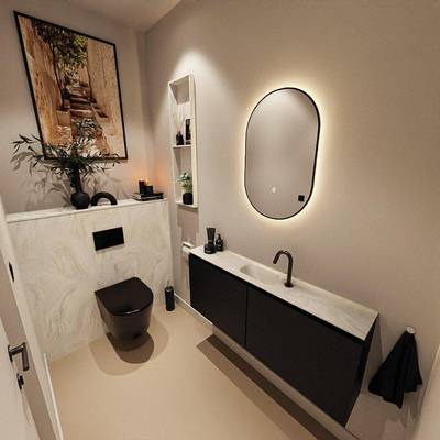 MONDIAZ TURE-DLUX Meuble toilette - 120cm - Urban - EDEN - vasque Ostra - position centrale - 1 trou de robinet