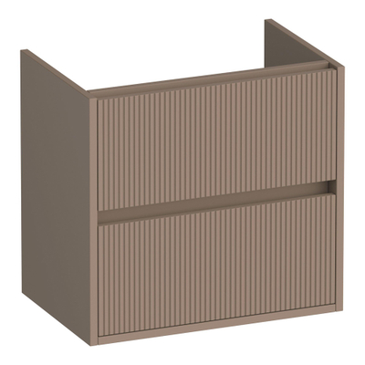 BRAUER Adore Wavy wastafelonderkast ondiep 60 2 softclose lades - greeploos - 1 sifon uitsparing - mat mokka