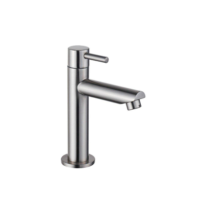 QeramiQ Fuente Ensemble de lavabo - 40x21.5x12cm - gauche - lisse - demi-rond - 1 trou de robinet - céramique - robinet de lave-mains en acier inoxydable brossé - bouchon de vidange - siphon réduit - beige