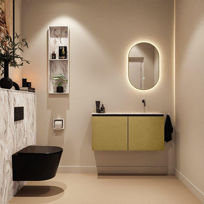 MONDIAZ TURE-DLUX meuble de toilettes 100 cm Oro. EDEN lavabo Glace position à droite. Sans trou de robinet.
