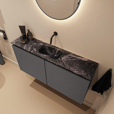 MONDIAZ TURE-DLUX 100cm toiletmeubel Dark Grey. EDEN wastafel Lava positie midden. Zonder kraangat.