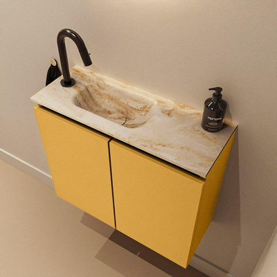 MONDIAZ TURE-DLUX 60cm toiletmeubel Ocher. EDEN wastafel Frappe positie links. Met 1 kraangat.