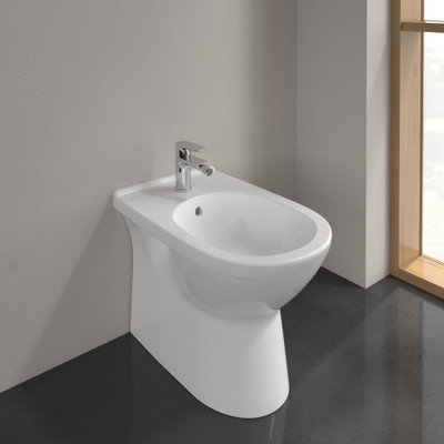 Villeroy & Boch O.novo Bidet posé au sol avec trop plein et 1 trou pour robinetterie Blanc