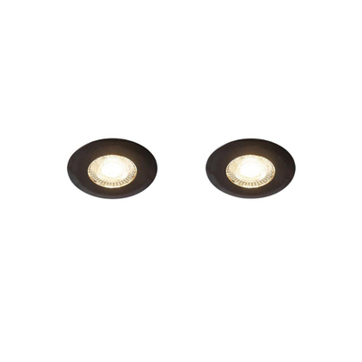 QAZQA Ulo Inbouwspot - set van 2 - 8.2x8.2cm - incl. LED - 3 staps dimbaar - IP65 - rond - mat zwart