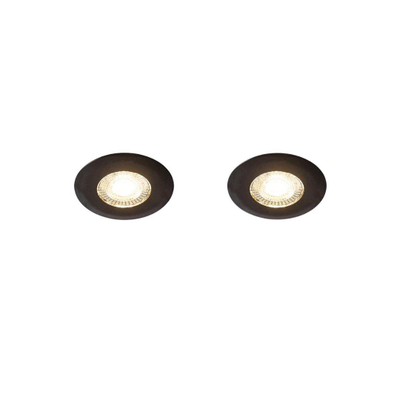 QAZQA Ulo Spot encastré - set de 2 - 8,2x8,2cm - LED incl. - 3 niveaux de variation - IP44 - rond - noir mat