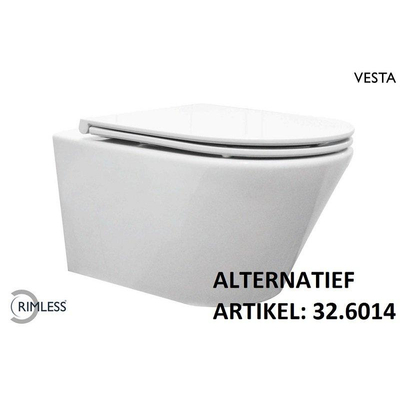Wiesbaden Vesta hangtoilet – spoelrandloos – diepte 52 cm – met Flatline 2.0 softclose zitting – glans wit