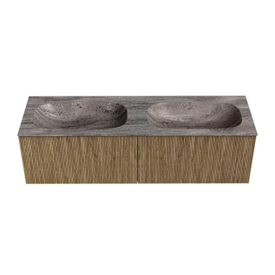 MONDIAZ KURVE-DLUX 150cm badmeubel kleur Dusk met 2 lades en 0 deuren. Wastafel STOR SMALL Dubbel zonder kraangat Oza.